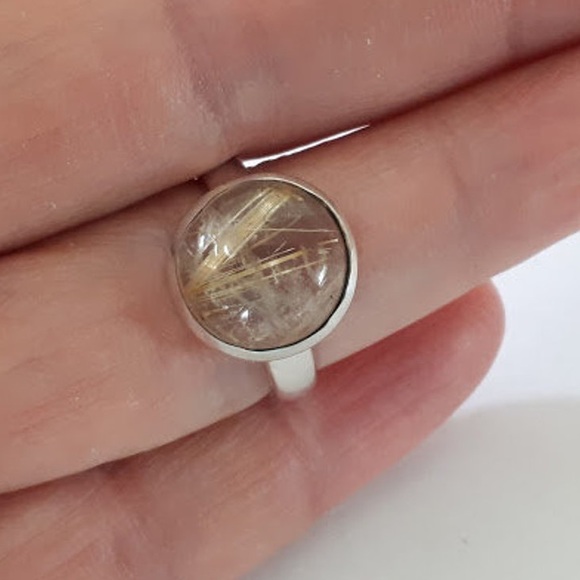 Golden Tourmalated Quartz Ring and Earrings - Picture 8 of 13